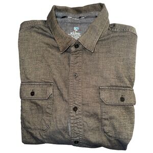 Kuhl Men XL Charcoal Button Down Long Sleeve Shirt 7244 Cotton Tencel Blend